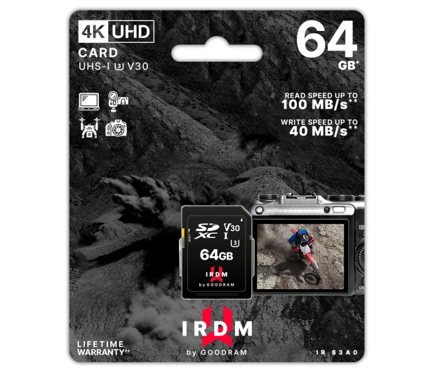 GOODRAM 64GB SDXC IRDM 100MB/s UHS-I U3 V30 - 604908 - zdjęcie 3